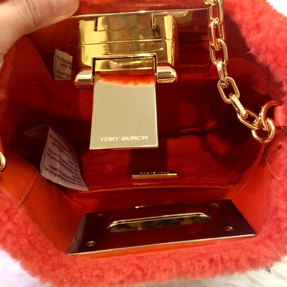 Tory Burch Fun Fur Clutch Handbag Shearling Purse - Picture 4 of 7